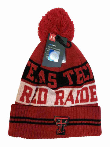 Texas Tech Red Raiders Under Armour Red Sideline Pom Pom Beanie Hat Cap - Sporting Up