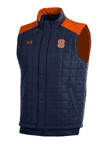 Shop Syracuse Orange Under Armour Midnight Navy Storm Loose Coldgear Full Zip Vest - Sporting Up