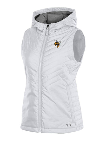 Shop Georgia Tech Yellow Jackets Under Armour WOMEN'S White Storm Hooded Puffer Vest - Sporting Up