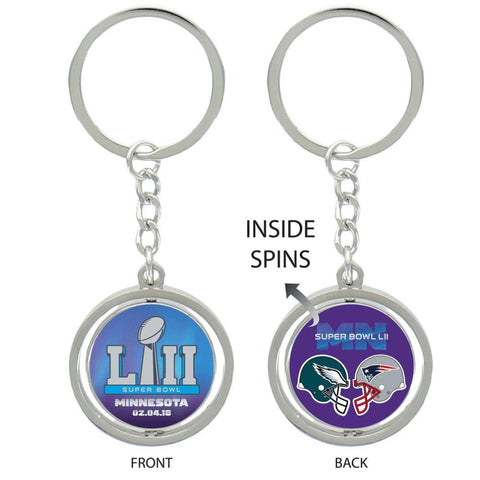 Shop New England Patriots Philadelphia Eagles 2018 Super Bowl LII Spinning Keychain - Sporting Up