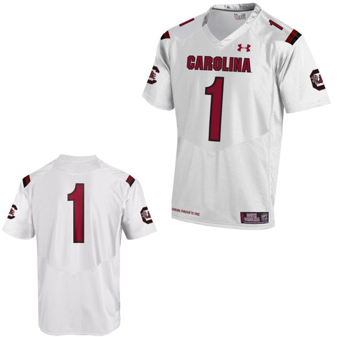 Shop South Carolina Gamecocks Under Armour White #1 Sideline Replica Football Jersey - Sporting Up