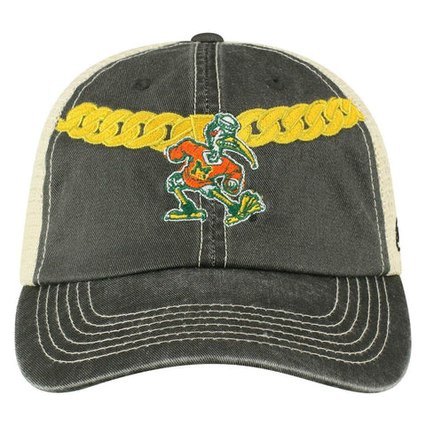 Miami Hurricanes TOW Faded Black "Turnover Chain" Mesh Adj. Hat Cap - Sporting Up
