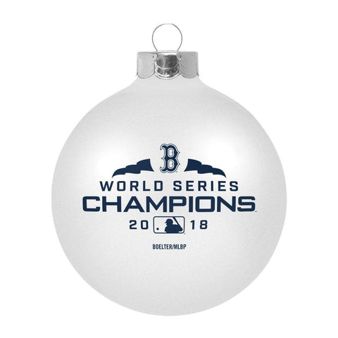 Shop Boston Red Sox 2018 World Series Champions White Glass Ball Christmas Ornament - Sporting Up