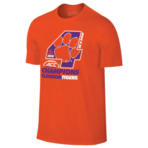 Shop Clemson Tigers 2018 ACC College Football Champions 4-Time Locker Room T-Shirt - Sporting Up