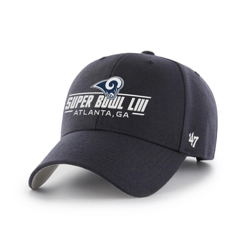 Shop Los Angeles Rams 2019 Super Bowl 53 LIII 47 Brand Navy MVP Structured Hat Cap - Sporting Up