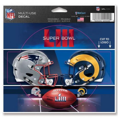 Shop Los Angeles Rams New England Patriots 2019 Super Bowl LIII Multi-Use Decal - Sporting Up