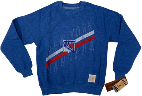 Shop New York Rangers Retro Brand YOUTH Blue Fleece Lined Long Sleeve Sweatshirt - Sporting Up