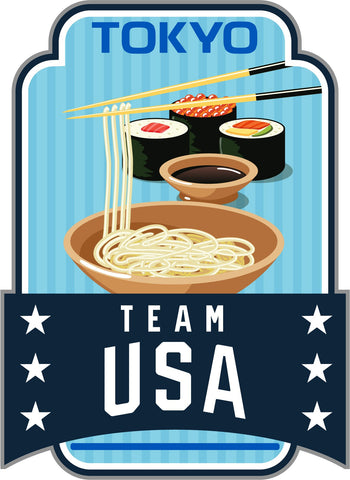 Shop 2020 Summer Olympics Tokyo Japan "Team USA" Sushi & Noodles Metal Lapel Pin - Sporting Up