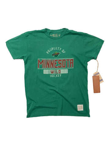 Shop Minnesota Wild Retro Brand Green with Distressed Logo Short Sleeve T-Shirt - Sporting Up