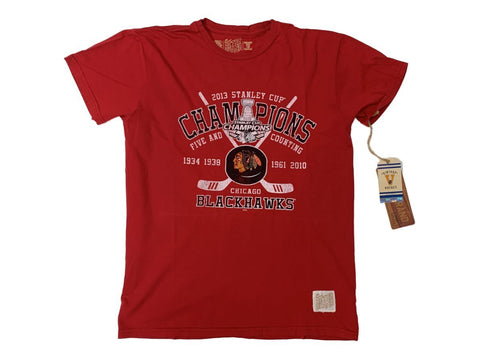 Shop Chicago Blackhawks 5-Time 2013 Stanley Cup Champions Short Sleeve T-Shirt (S) - Sporting Up