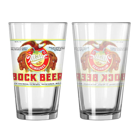 Shop Miller Bock Beer Miller Brewing Company Boelter Brands Retro Logo Pint Glass - Sporting Up