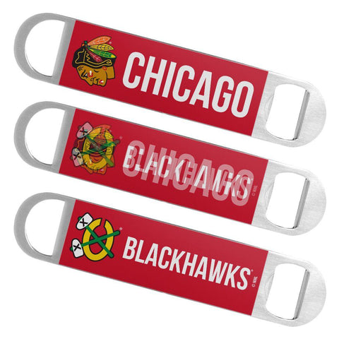 Chicago Blackhawks NHL Boelter Brands Hologram Logo Metal Bottle Opener Bar Key - Sporting Up