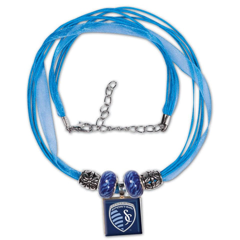 Sporting KC Kansas City Logo Lifetiles Wincraft Premium Ribbon Beads Necklace - Sporting Up