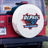 DePaul Blue Demons HBS White Vinyl Fitted Spare Car Tire Cover - Sporting Up