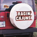 Louisiana-Lafayette Ragin Cajuns HBS White Fitted Car Tire Cover - Sporting Up