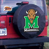Marshall Thundering Herd HBS Black Vinyl Fitted Car Tire Cover - Sporting Up