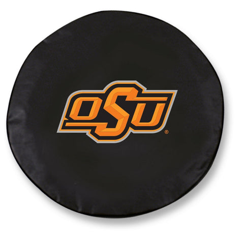 Oklahoma State Cowboys HBS Black Vinyl Fitted Car Tire Cover - Sporting Up