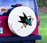 San Jose Sharks HBS White Vinyl Fitted Spare Car Tire Cover - Sporting Up