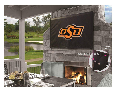 Oklahoma State Cowboys Black Breathable Water Resistant Vinyl TV Cover - Sporting Up