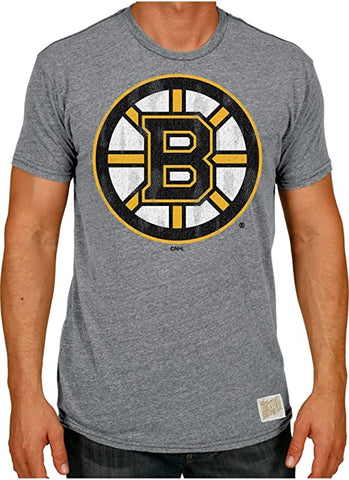 Shoppa boston bruins retromärke charcoal vintage stil scrum nhl t-shirt - sporting up