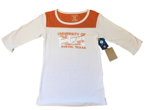 Texas longhorns blå 84 kvinnor vit orange t-shirt med halv ärm i mjuk bomull - sportig