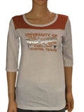 Texas longhorns blå 84 kvinnor vit orange t-shirt med halv ärm i mjuk bomull - sportig