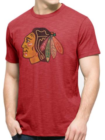 Camiseta de algodón suave scrum básica roja de la marca Chicago blackhawks 47 - sporting up