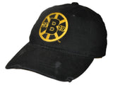 Boston Bruins Retro Brand Black Worn Vintage Style Flexfit Hat Cap - Sporting Up