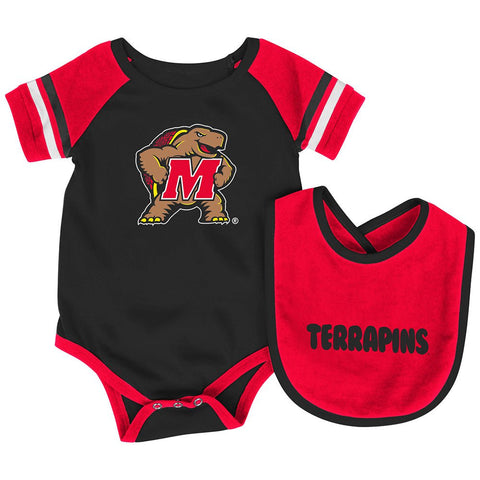 Conjunto de babero y traje de una pieza para bebé desplegable Colosseum de Maryland Terrapins - Sporting Up
