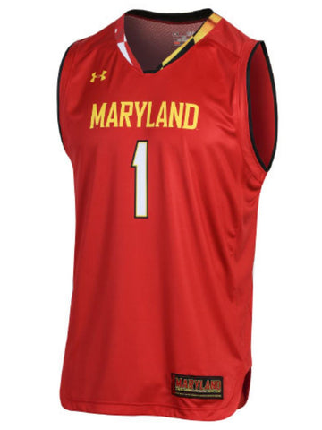Maryland terrapins réplica de baloncesto under armour camiseta roja n.° 1 - luciendo deportivo