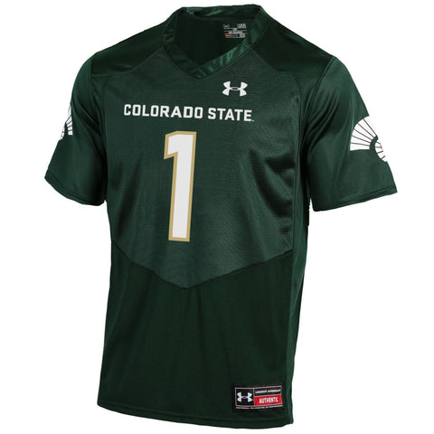 Colorado state rams under armour #1 heatgear réplica de camiseta de fútbol lateral - luciendo deportivo