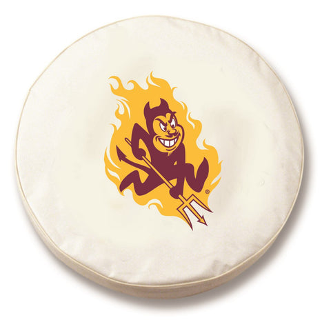 Shop Arizona State Sun Devils HBS White Vinyl Fitted Car Tire Cover - Sporting Up