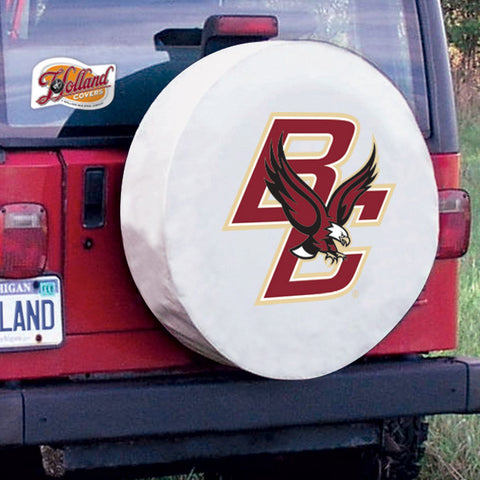 Boston College Eagles HBS White Vinyl Fitted Car Tire Cover - Sporting Up