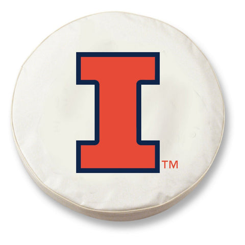 Illinois Fighting Illini HBS White Vinyl Fitted Car Tire Cover - Sporting Up
