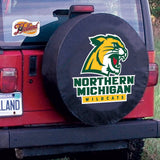 Housse de pneu de voiture équipée en vinyle noir hbs des Wildcats du Michigan du Nord - Sporting up