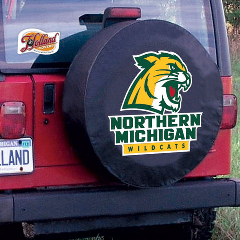 Northern michigan wildcats hbs cubierta de neumático de coche equipada con vinilo negro - sporting up
