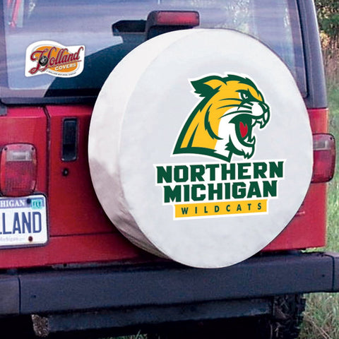 Northern Michigan Wildcats HBS Autoreifenabdeckung aus weißem Vinyl – sportlich