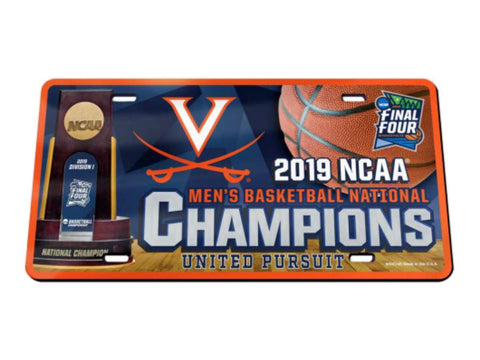 Plaque d'immatriculation du trophée des champions nationaux de basket-ball ncaa des cavaliers de Virginie 2019 - faire du sport