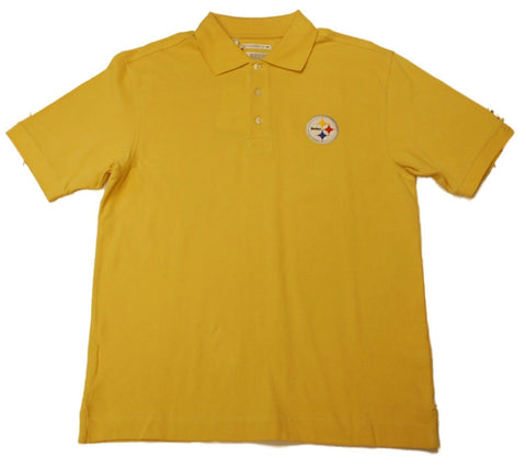 Compre polo de golf tejido en oro amarillo cortador y buck de los pittsburgh steelers - sporting up
