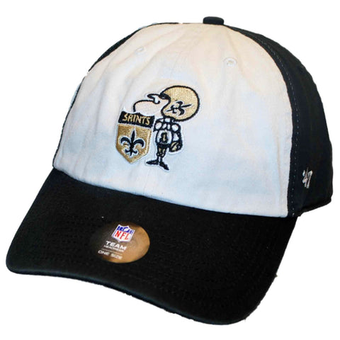 Shop New Orleans Saints 47 Brand Black White Freshman Retro Adjustable Slouch Hat Cap - Sporting Up
