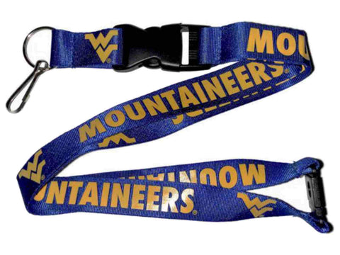 Shop West Virginia Mountaineers Aminco Durable Material Buckle Lock Blue Lanyard - Sporting Up