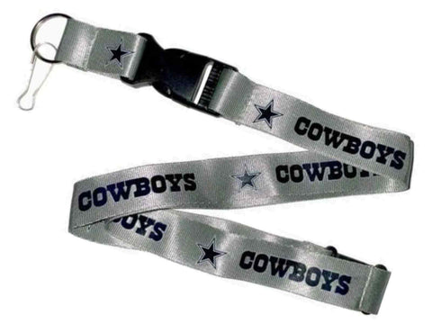 Dallas cowboys aminco slitstarkt material spänne lås grå lanyard - sportig upp