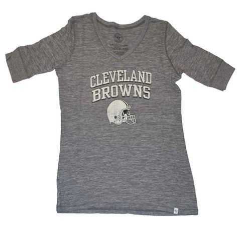 Shop Cleveland Browns 47 Brand Women Vintage Gray 1/2 Sleeve Tri-Blend T-Shirt - Sporting Up