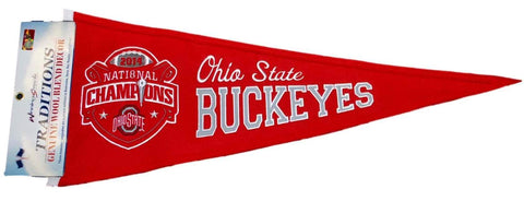 Banderín de tradiciones de lana de campeones nacionales de fútbol de los Buckeyes del estado de Ohio 2015 - sporting up