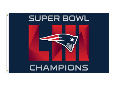 Drapeau de luxe des Champions du Super Bowl LIII des Patriots de la Nouvelle-Angleterre 2018-2019 (3' x 5') - Sporting Up