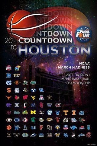2011 NCAA Final Four Nedräkning till Houston All Team Print Poster (24 x 36) - Sporting Up