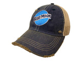 Blue Moon Brewing Company Retro Brand Washed Denim Vintage Tattered Mesh Hat Cap - Sporting Up