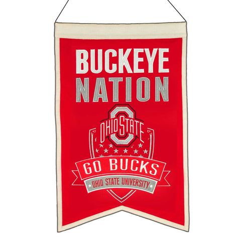 Shop Ohio State Buckeyes Winning Streak Red "Buckeye Nation" Wool Banner (14"x22") - Sporting Up