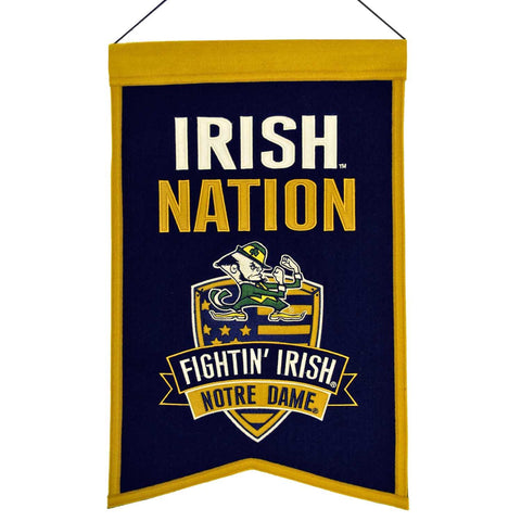 Shop Notre Dame Fighting Irish Winning Streak "Irish Nation" Wool Banner (14"x22") - Sporting Up