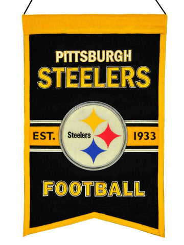Shop Pittsburg Steelers Winning Streak Est. 1933 Franchise Wool Banner (14"x22") - Sporting Up